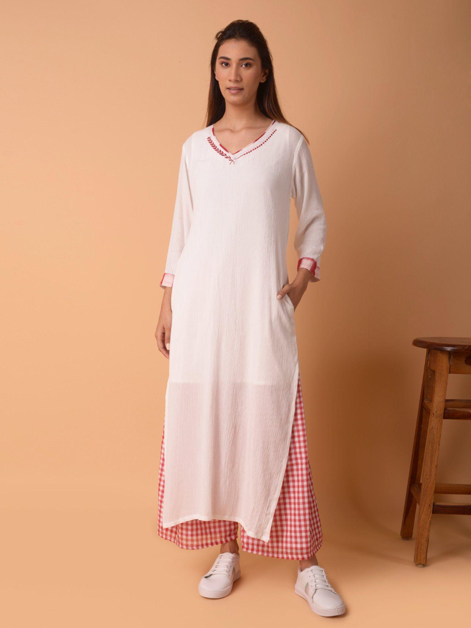 cotton embroidered kurta