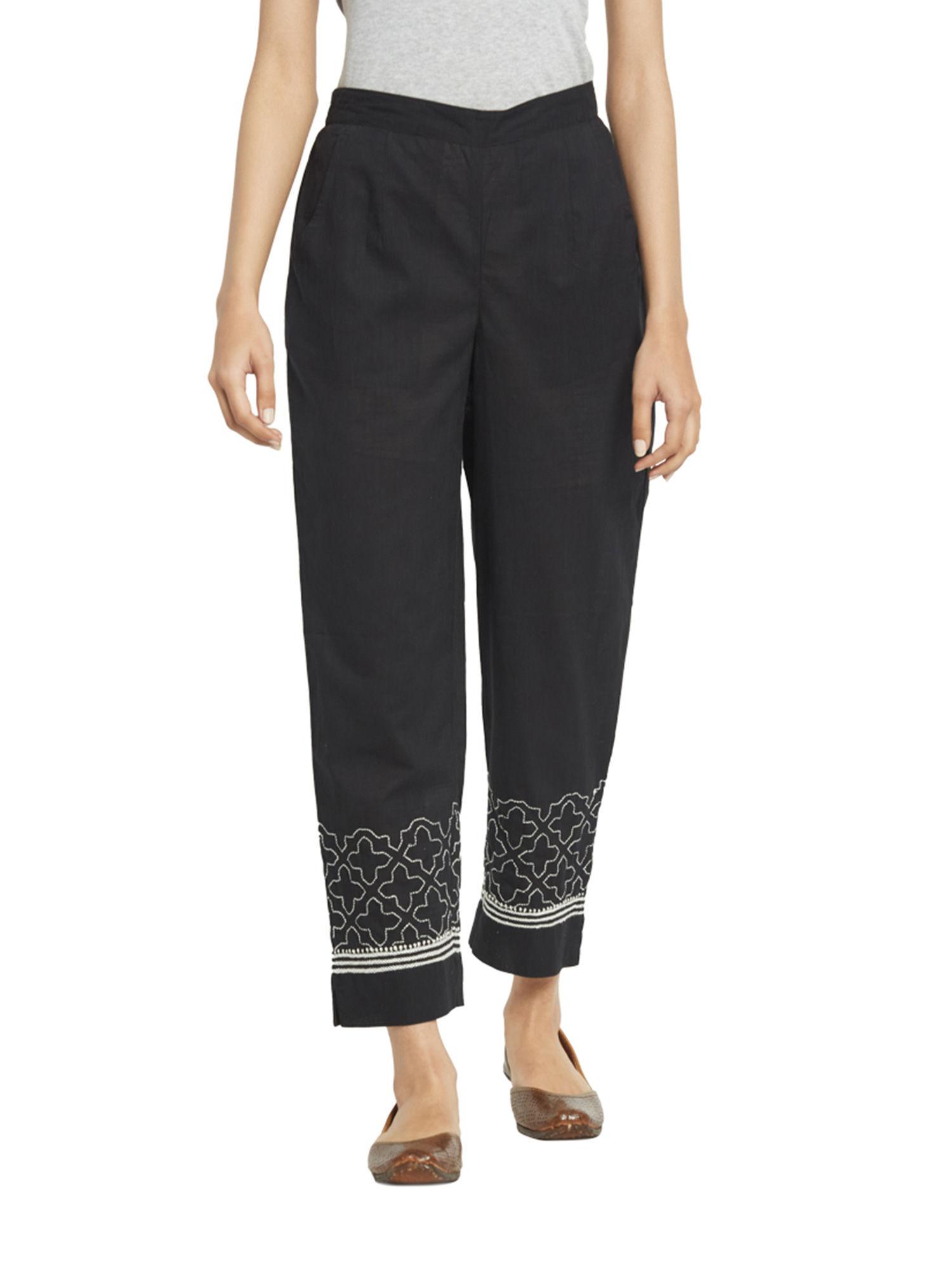 cotton embroidered women trouser