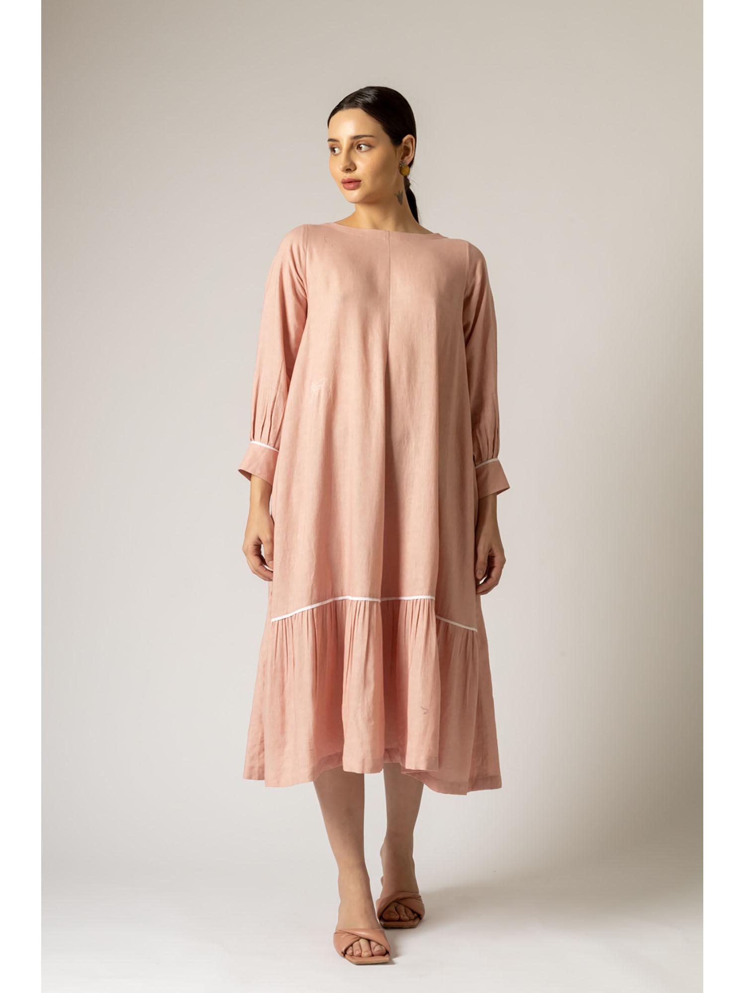 cotton flared yayoi pink dress