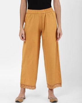 cotton flat-front pants