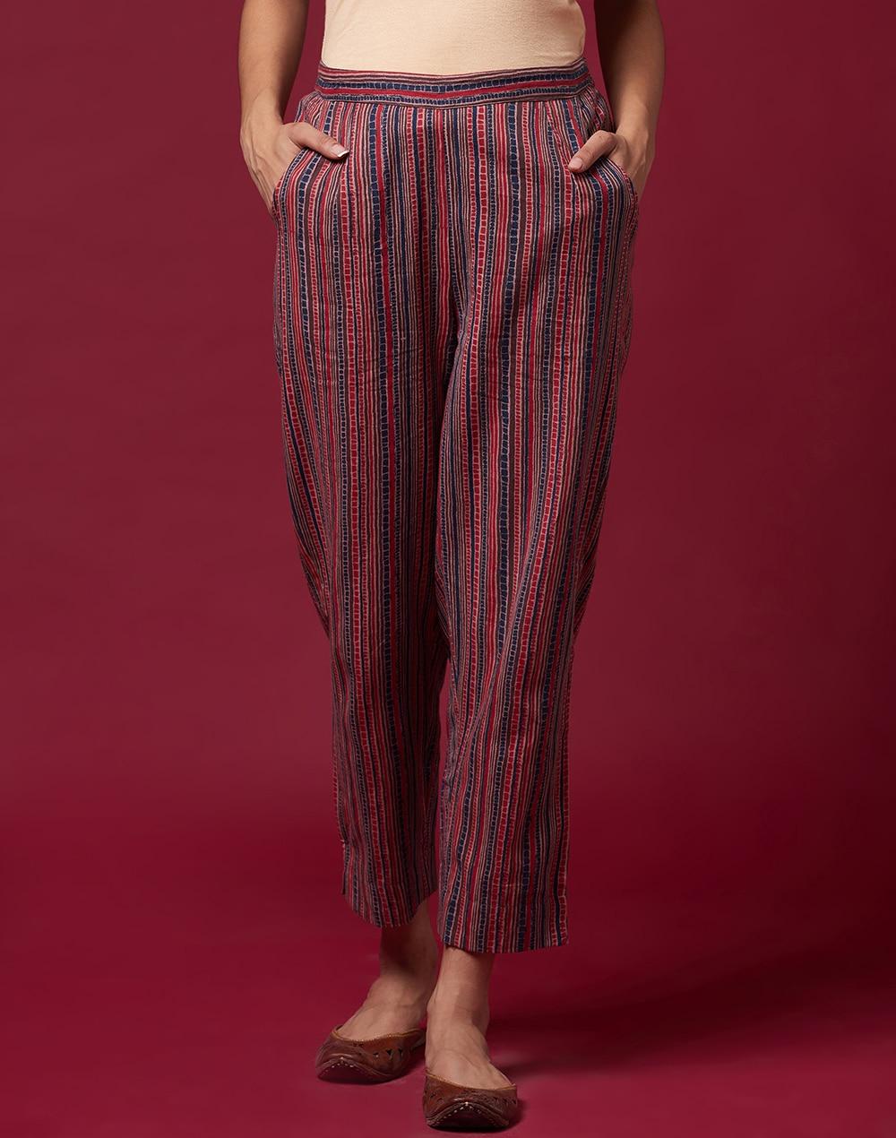 cotton flax printed casual pant