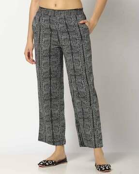 cotton flex printed straight pants