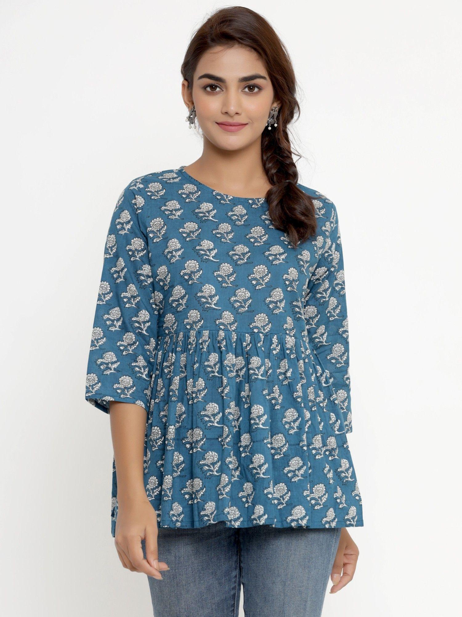 cotton floral print tunic for womens