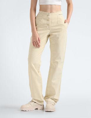 cotton frayed waist pants