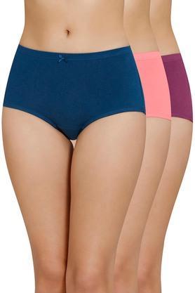 cotton full coverage womens regular fit high rise full brief - pack of 3 - wine