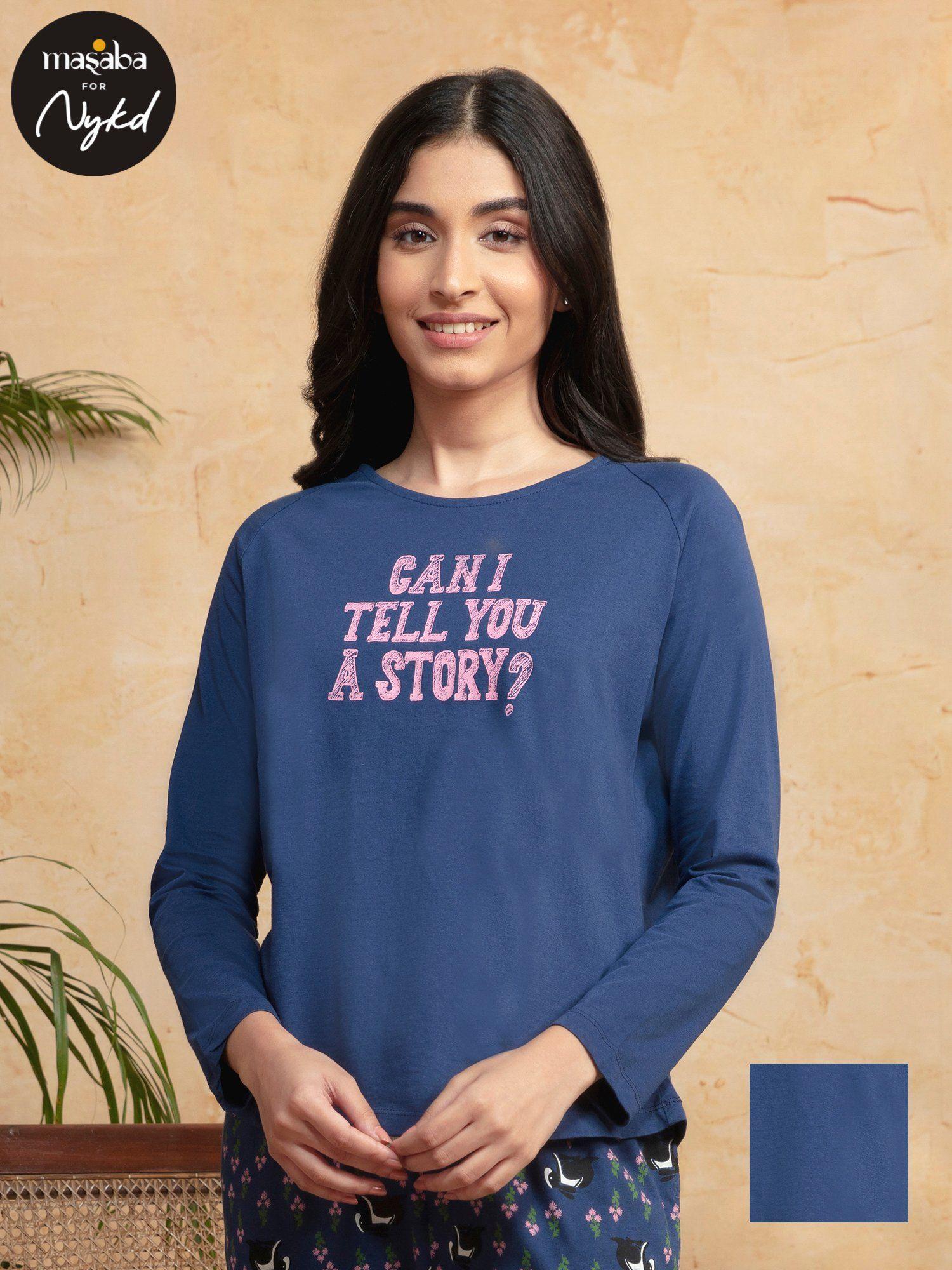 cotton full sleeve t-shirt - blue nys063