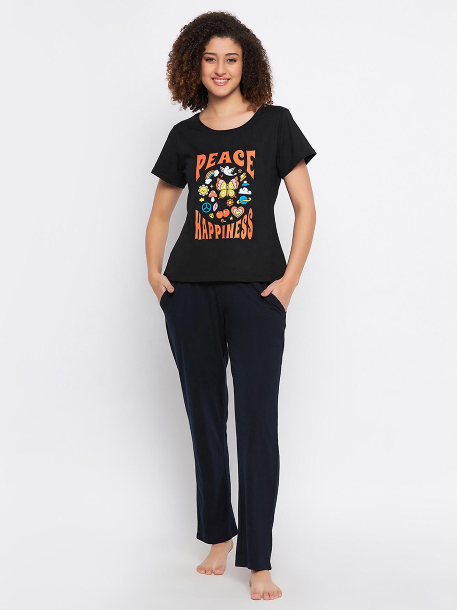 cotton graphic printed t-shirt and pyjama (set of 2)