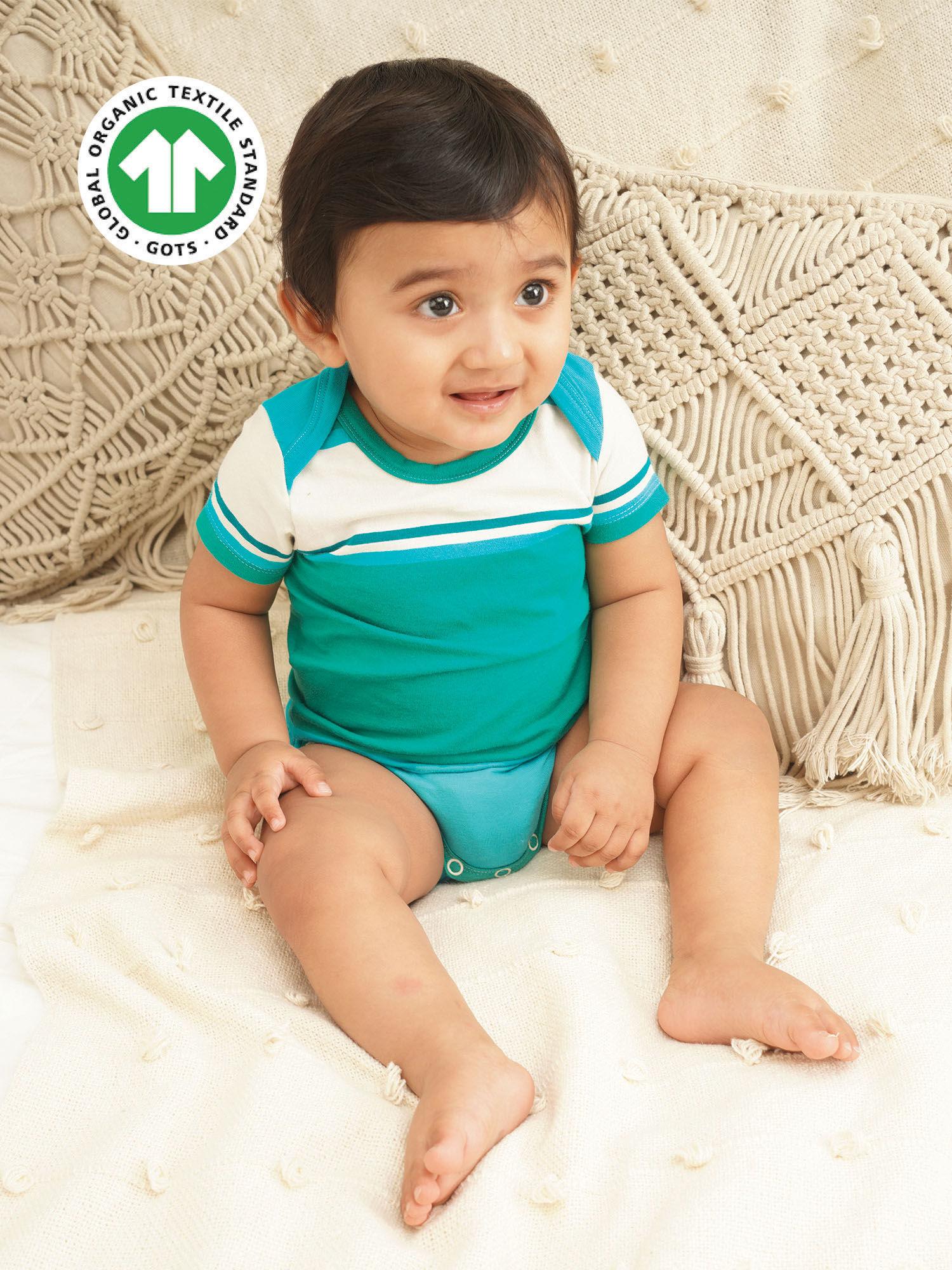 cotton green bodysuit for newborn boys & girls