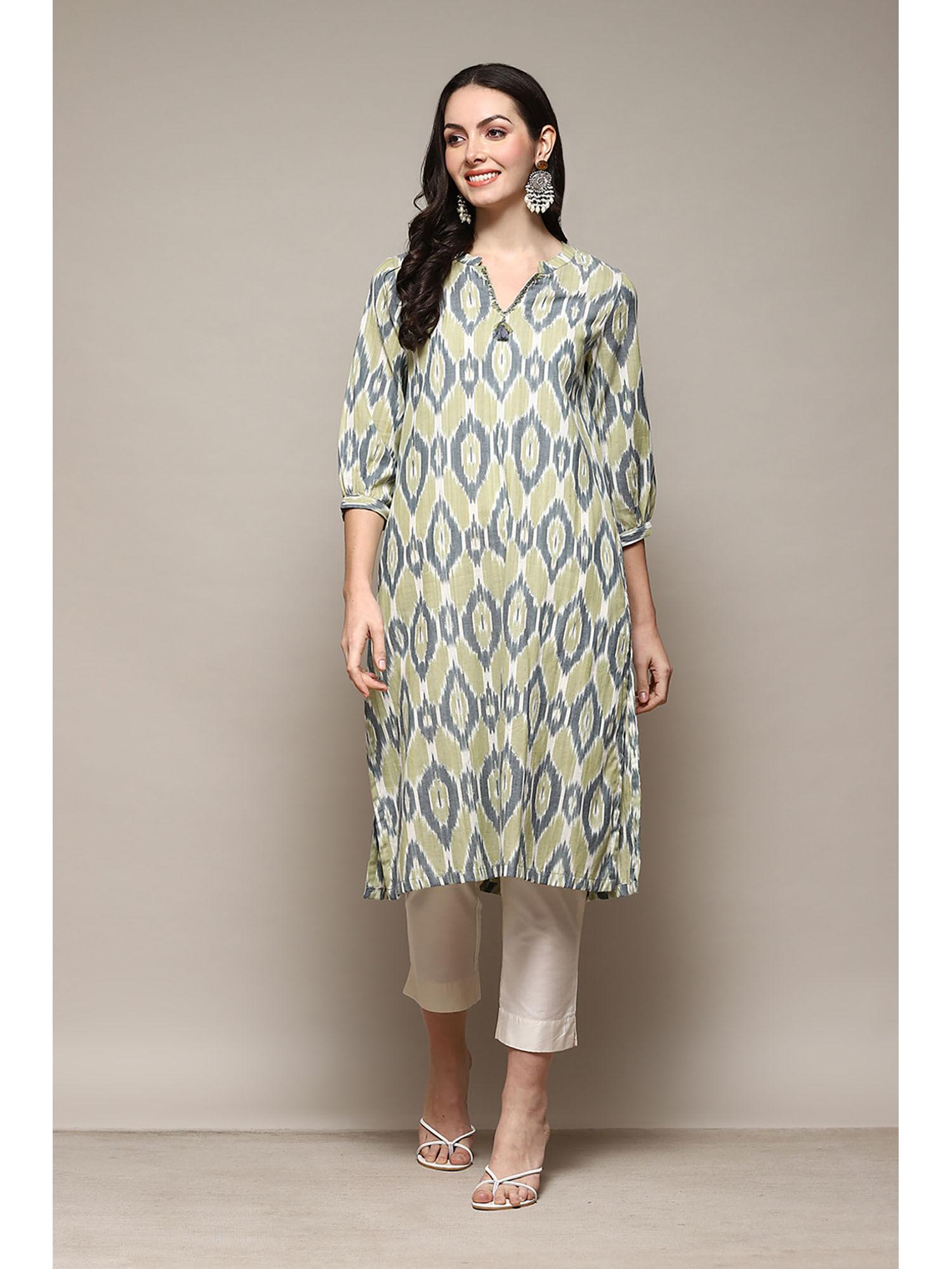 cotton green printed kurta