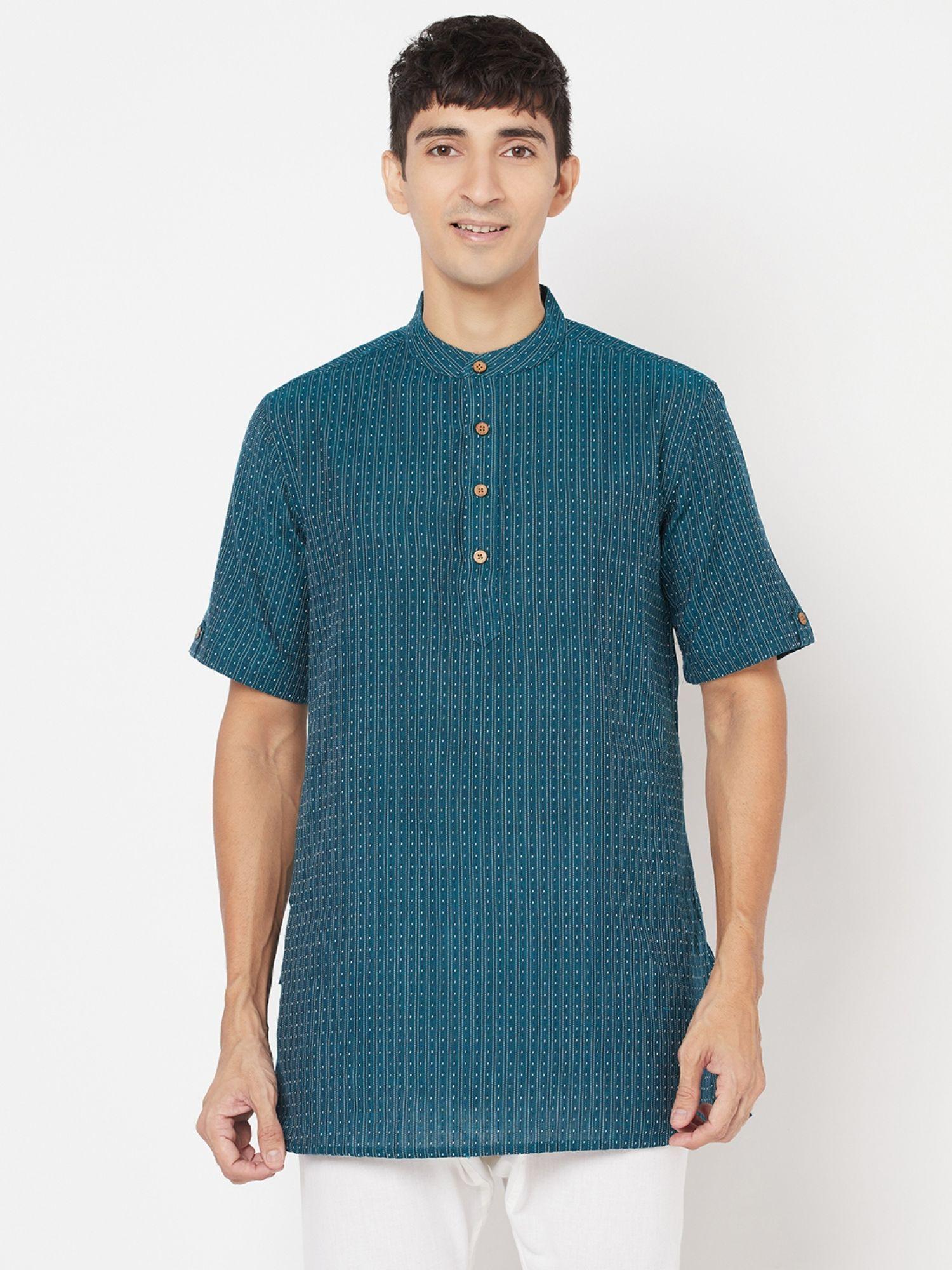 cotton green self design men short kurta