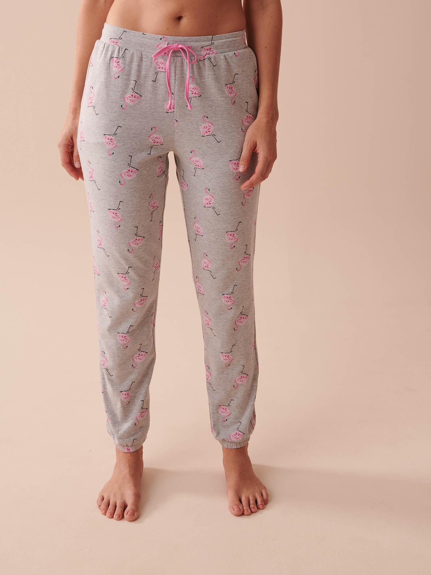 cotton grey flamingo pyjama pant