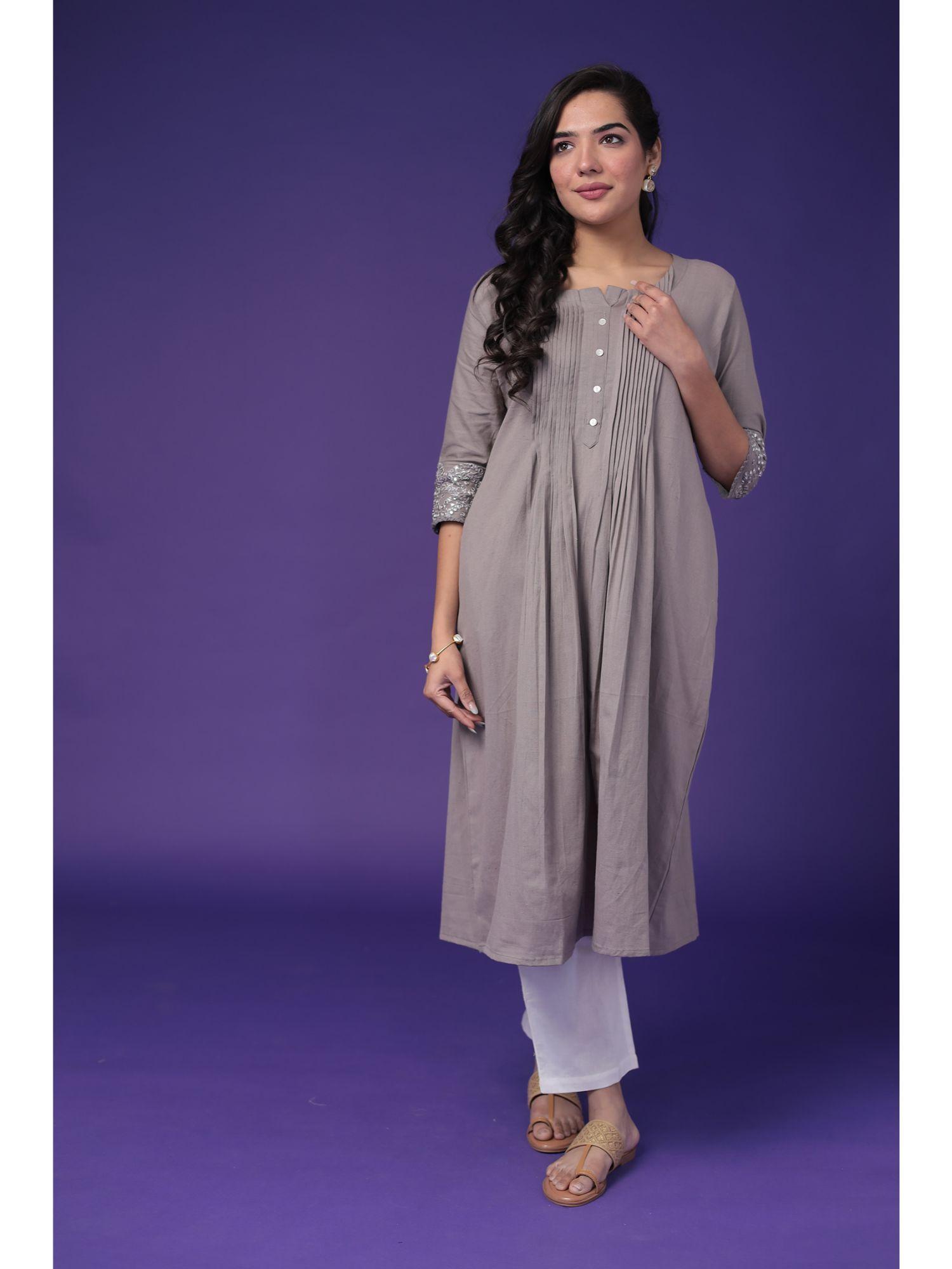 cotton grey kurta