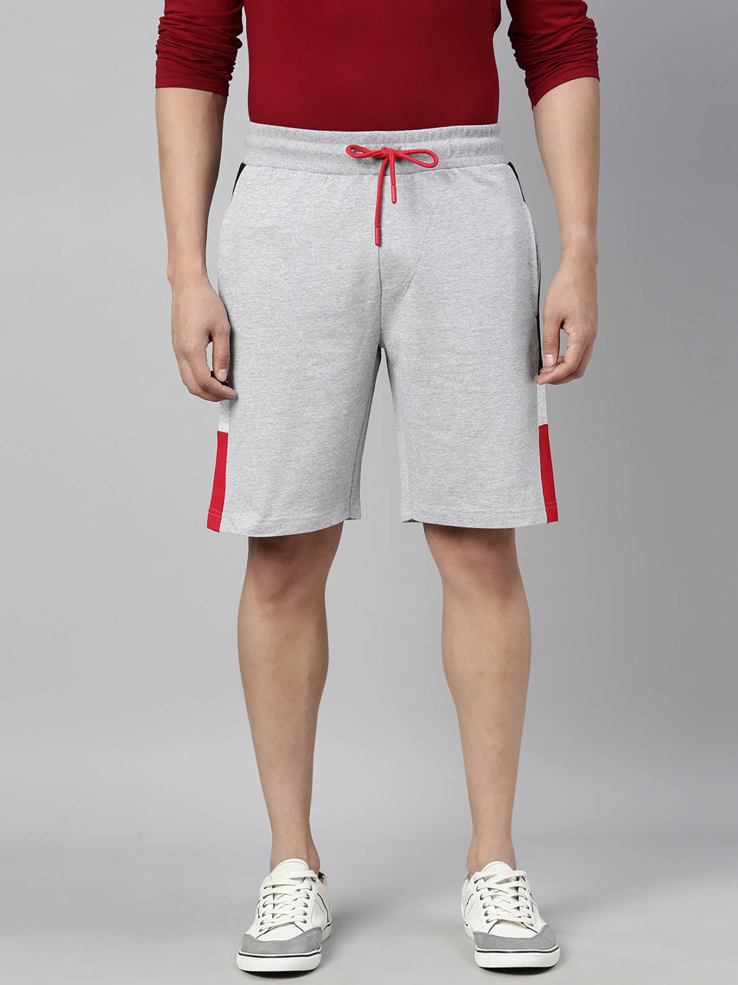 cotton grey regular fit men's shorts