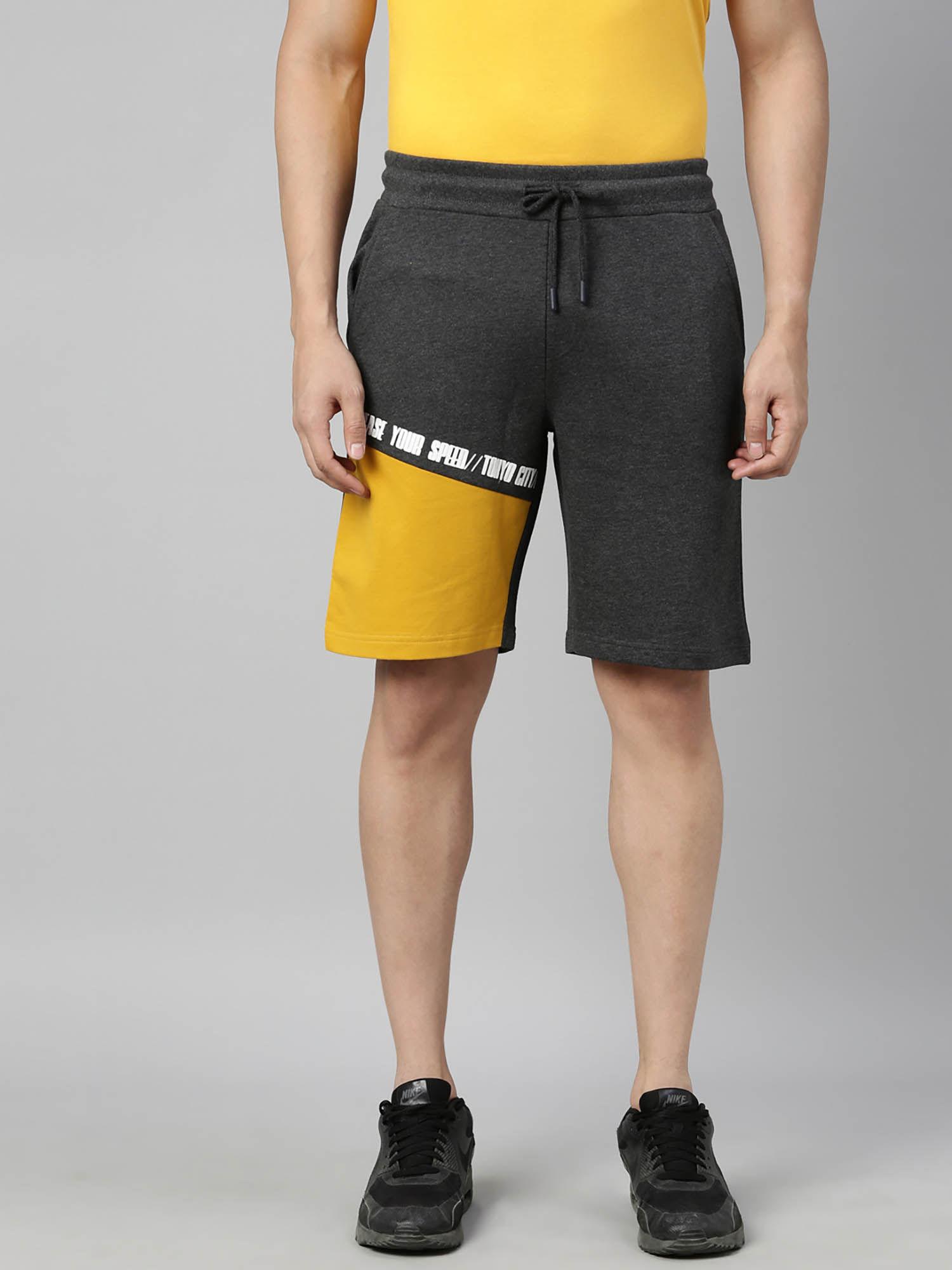 cotton grey regular fit men's shorts