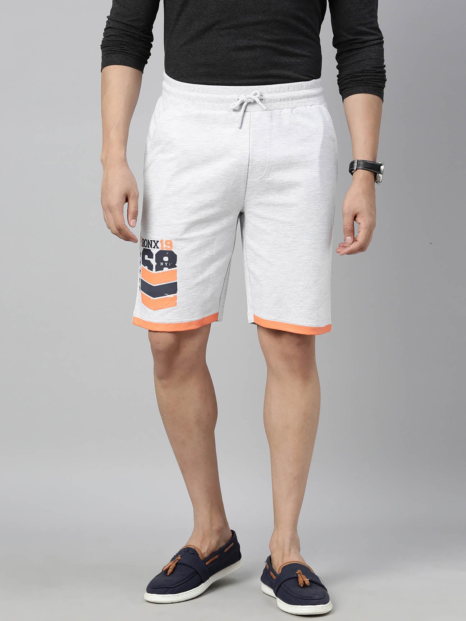 cotton grey regular fit men's shorts