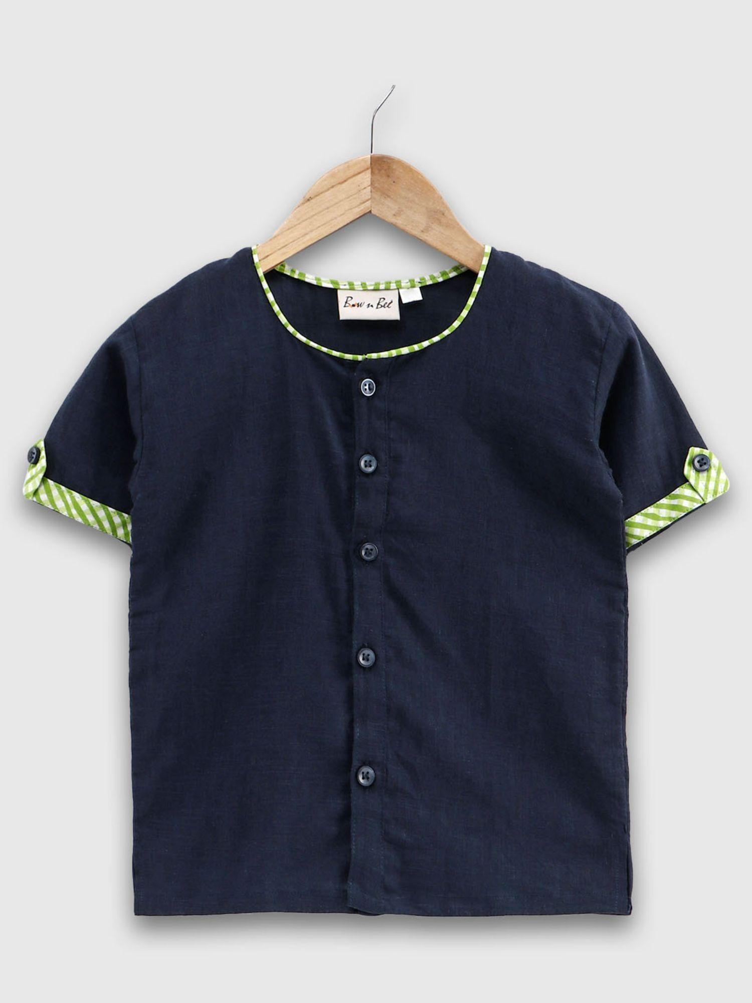 cotton half sleeve shirt for baby boys- blue