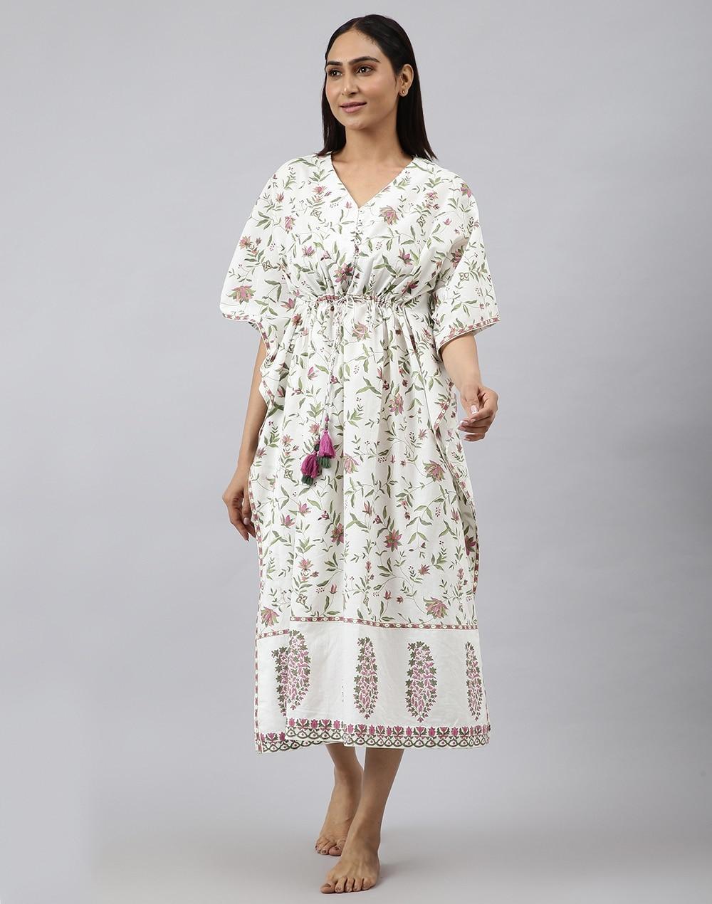 cotton hand block print kaftan