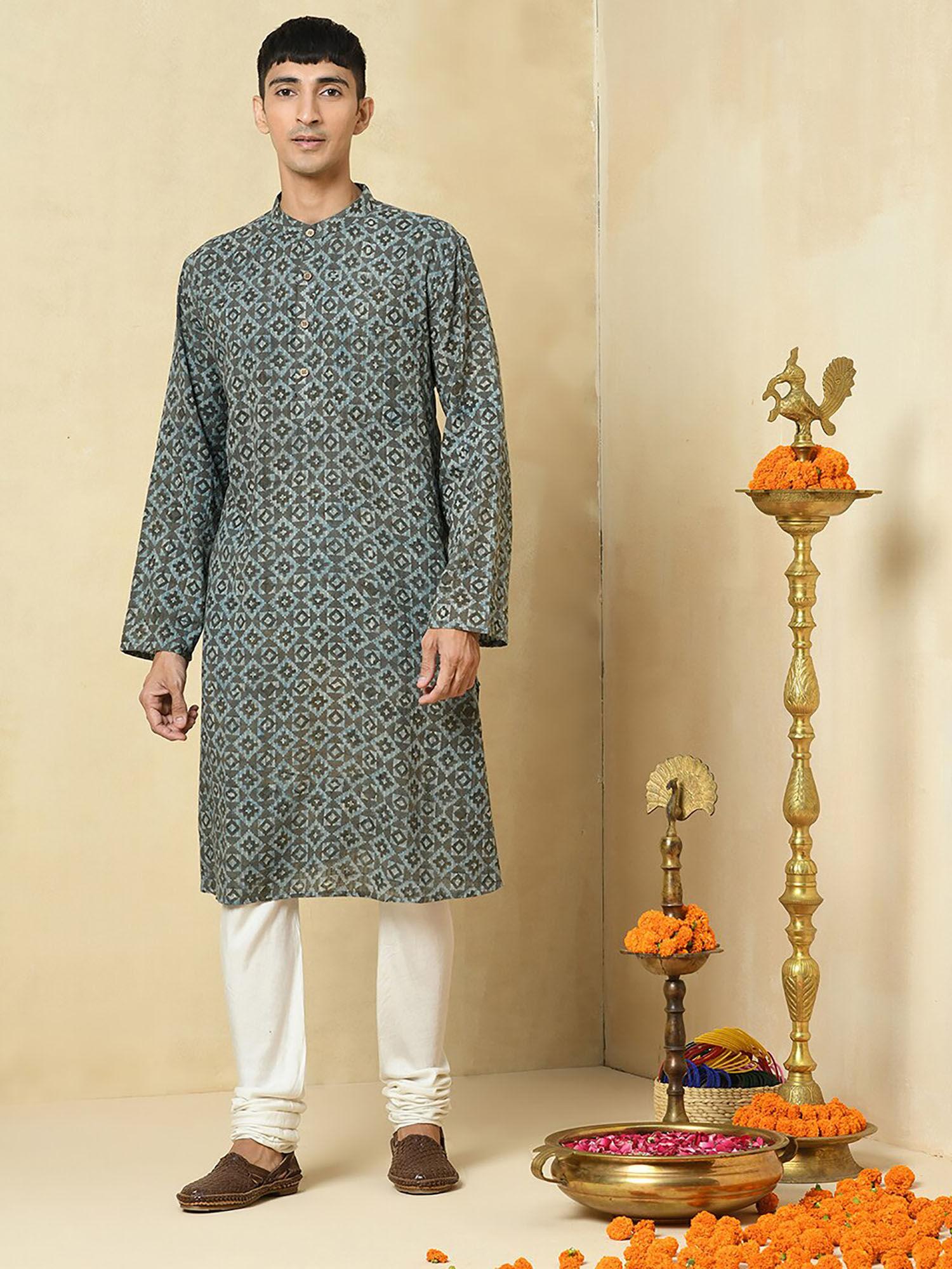 cotton hand block printed long kurta