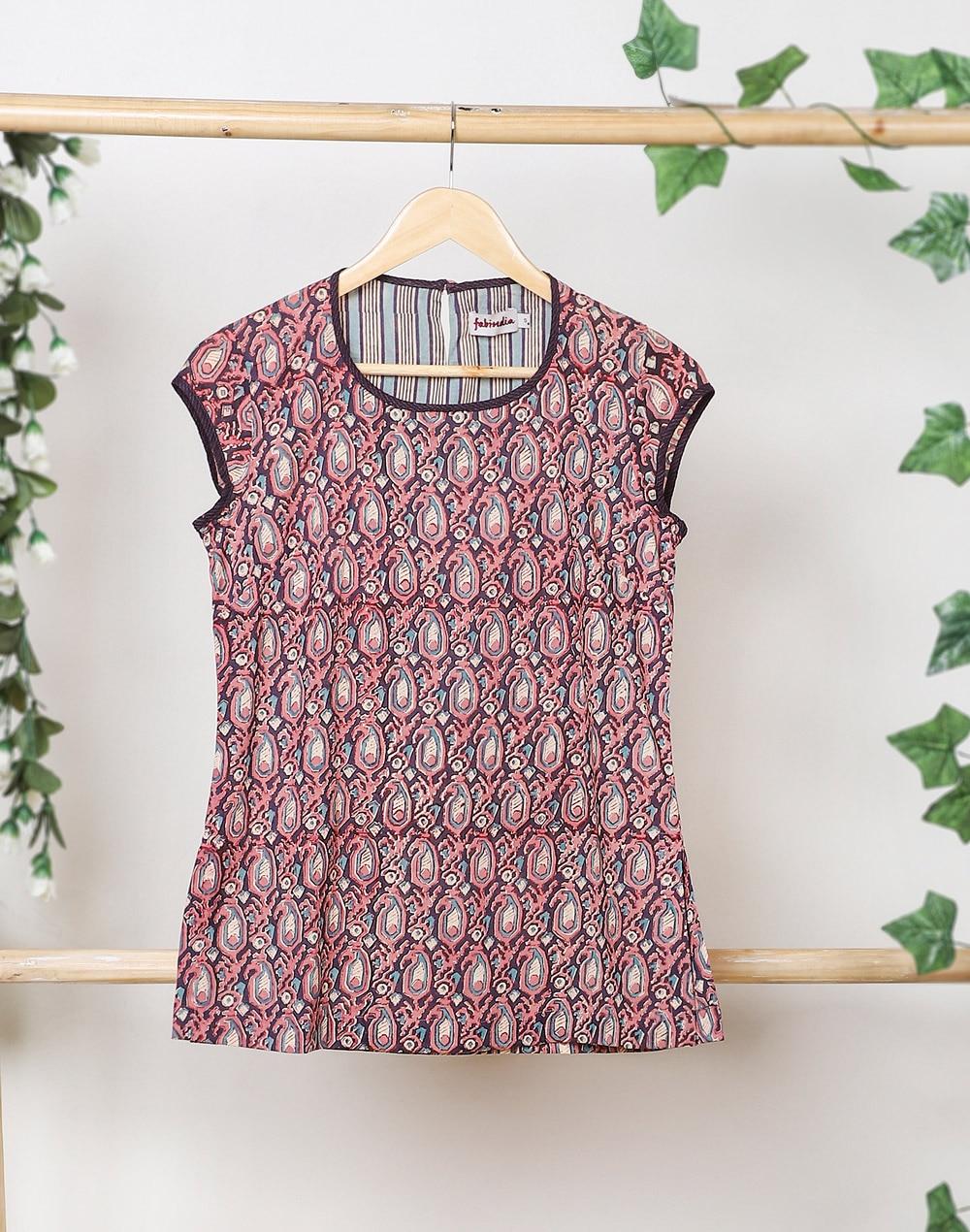 cotton hand block printed top