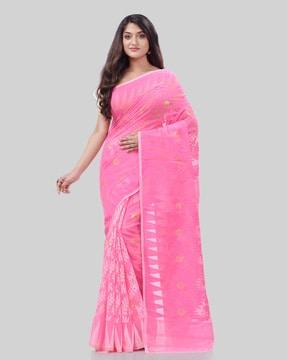 cotton handloom floral dhakai jamdani saree