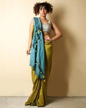 cotton handloom saree with tassels