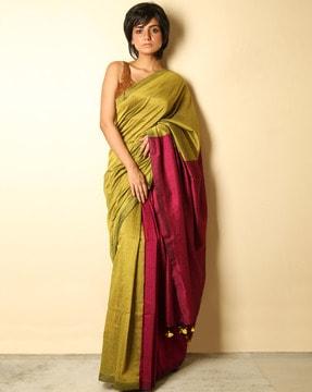 cotton handloom saree with tassels