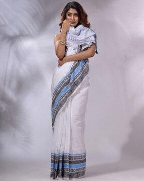 cotton handwoven saree with tassels