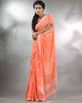 cotton handwoven saree with texture pattern saree