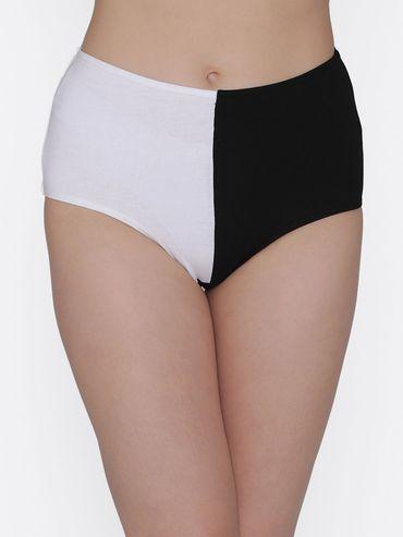 cotton high waist colorblock hipster panty black