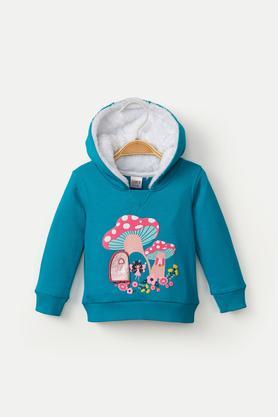 cotton hood infant girls sweatshirts - green mix