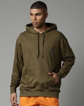 cotton hooded sweatshirt with kangaroo pocket