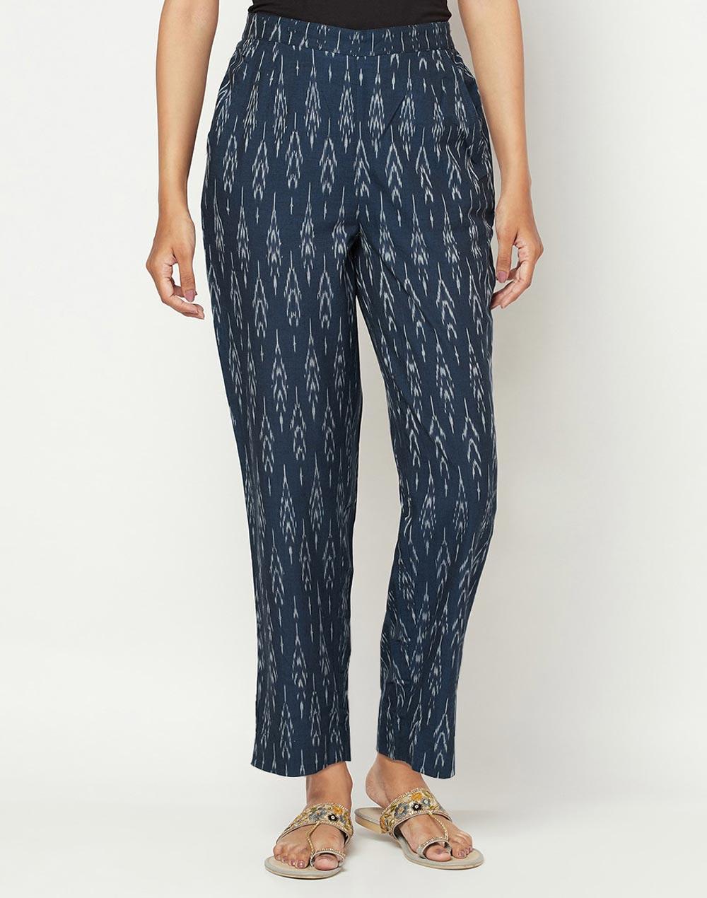 cotton ikat tapered casual pant