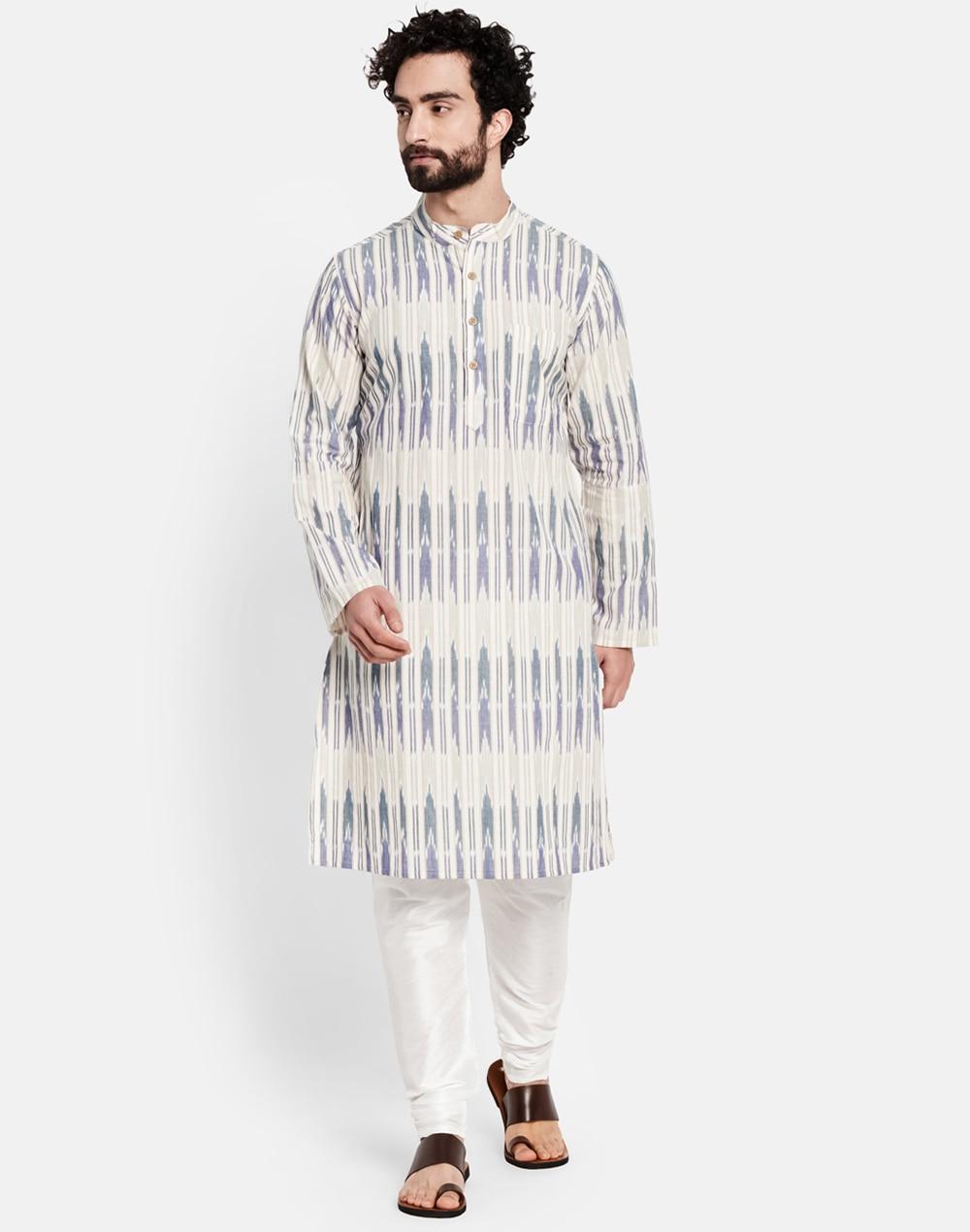 cotton ikat weave slim fit kurta