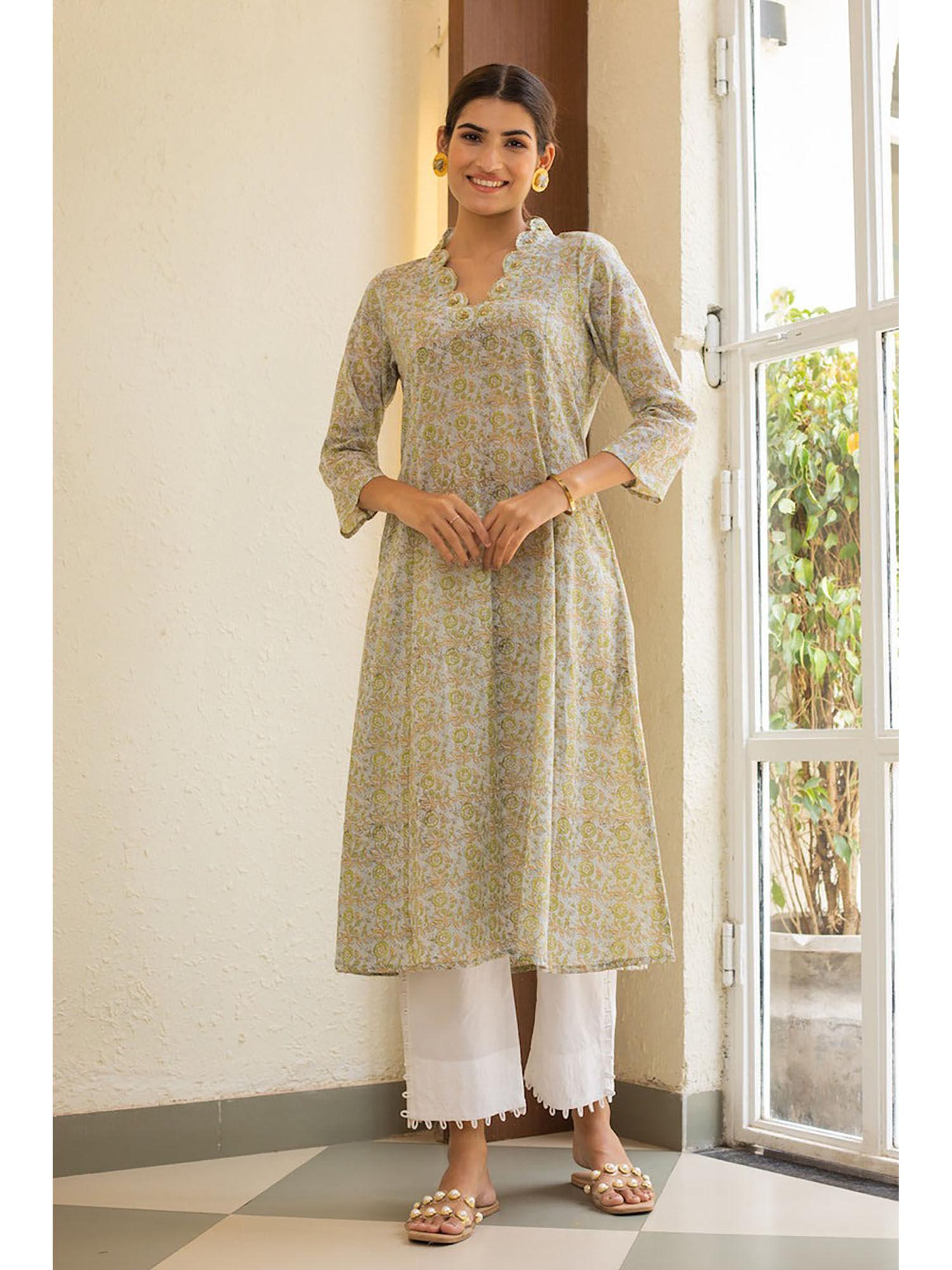 cotton irya blue kurta