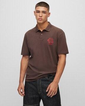 cotton jersey relaxed fit polo t-shirt