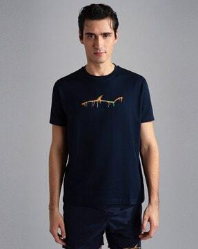 cotton jersey t-shirt with fin embroidery