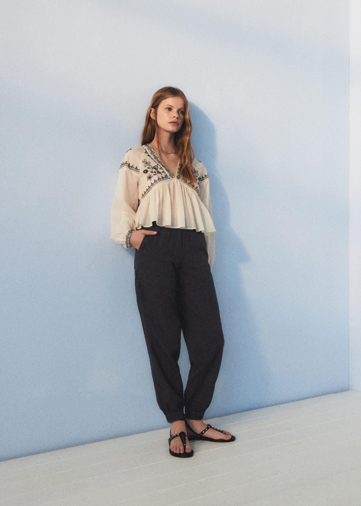 cotton jogger-style trousers