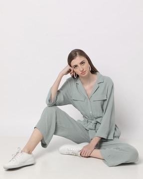 cotton jumpsuit with flap pockets