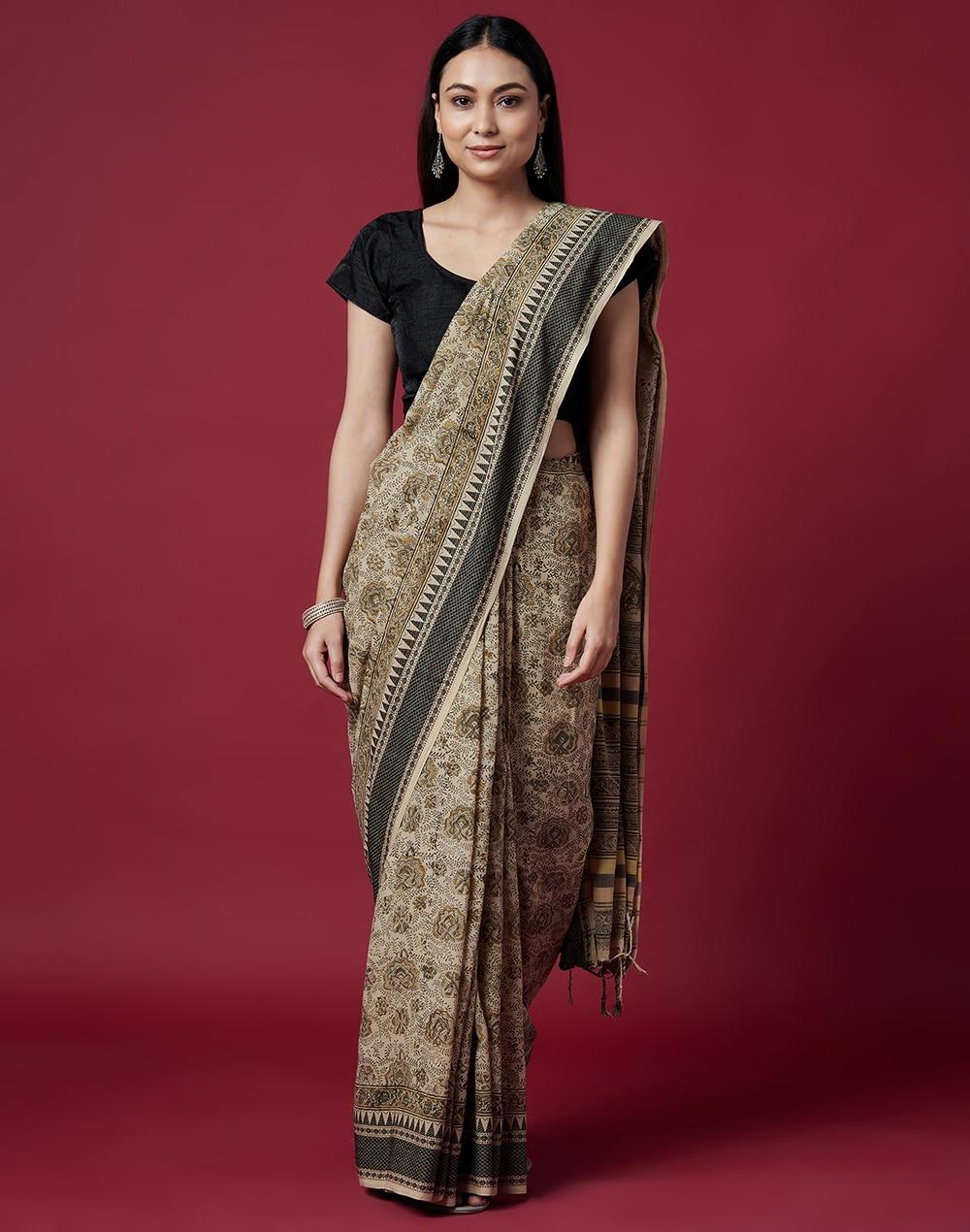cotton kalamkari printed sari