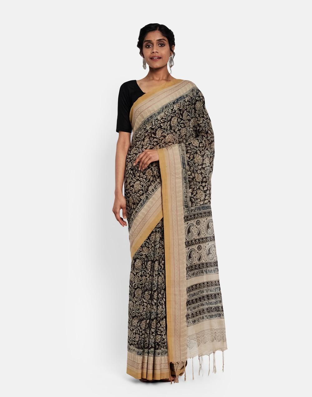 cotton kalamkari printed sari