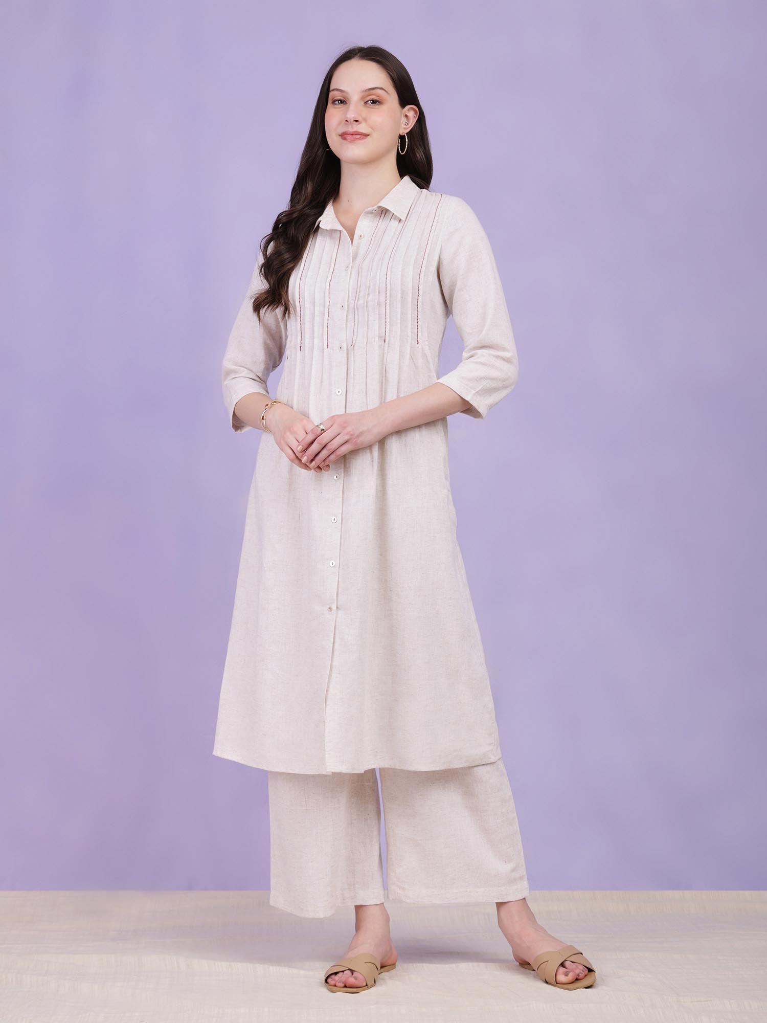 cotton khadi solid kurta off-white