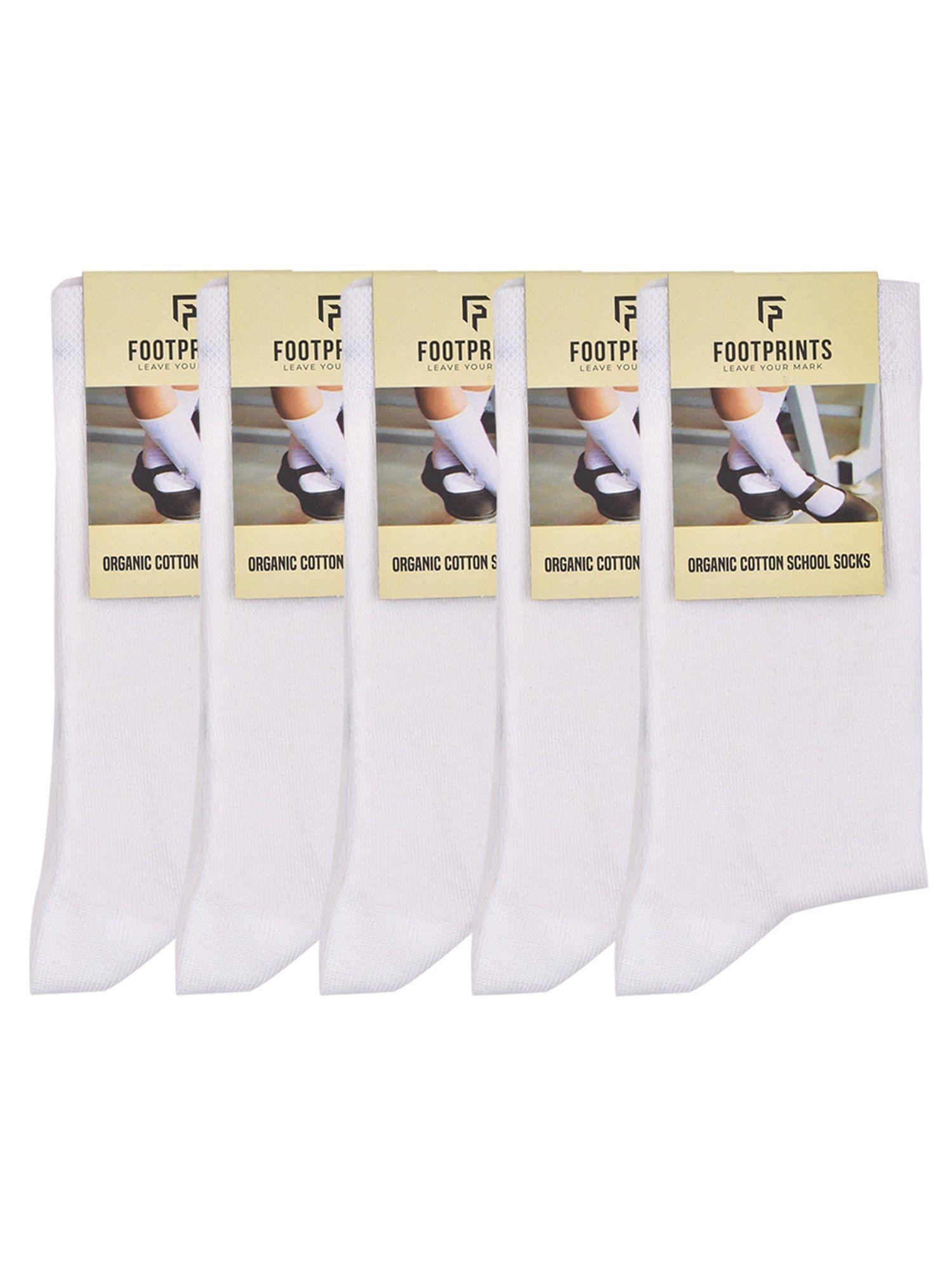 cotton kids school socks - white (pack of 5)