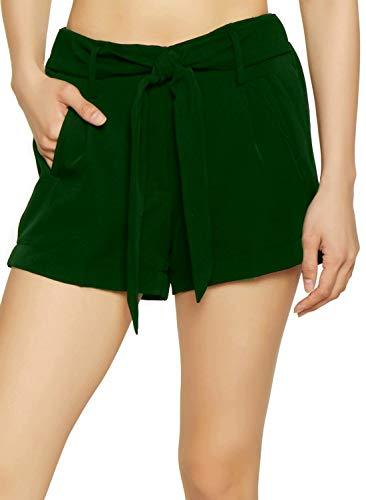 cotton kingdom womens tie belt chinos shorts (ck8-040_bottle green_2xl)