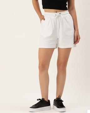 cotton knit shorts with drawstring waist