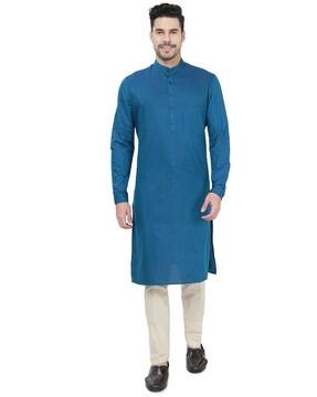 cotton kurta with band collar