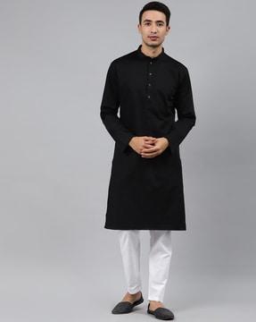 cotton kurta with mandarin collar