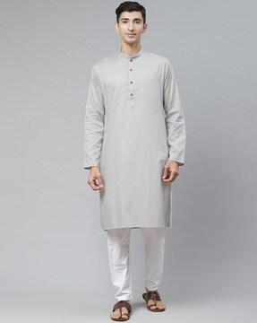 cotton kurta with mandarin collar