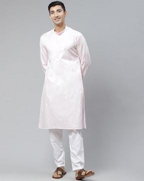 cotton kurta with mandarin collar