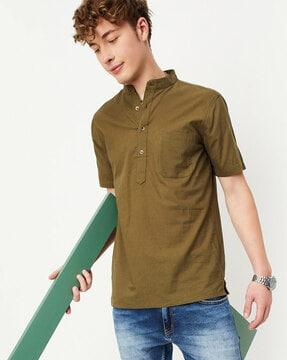 cotton kurta with patch pocket