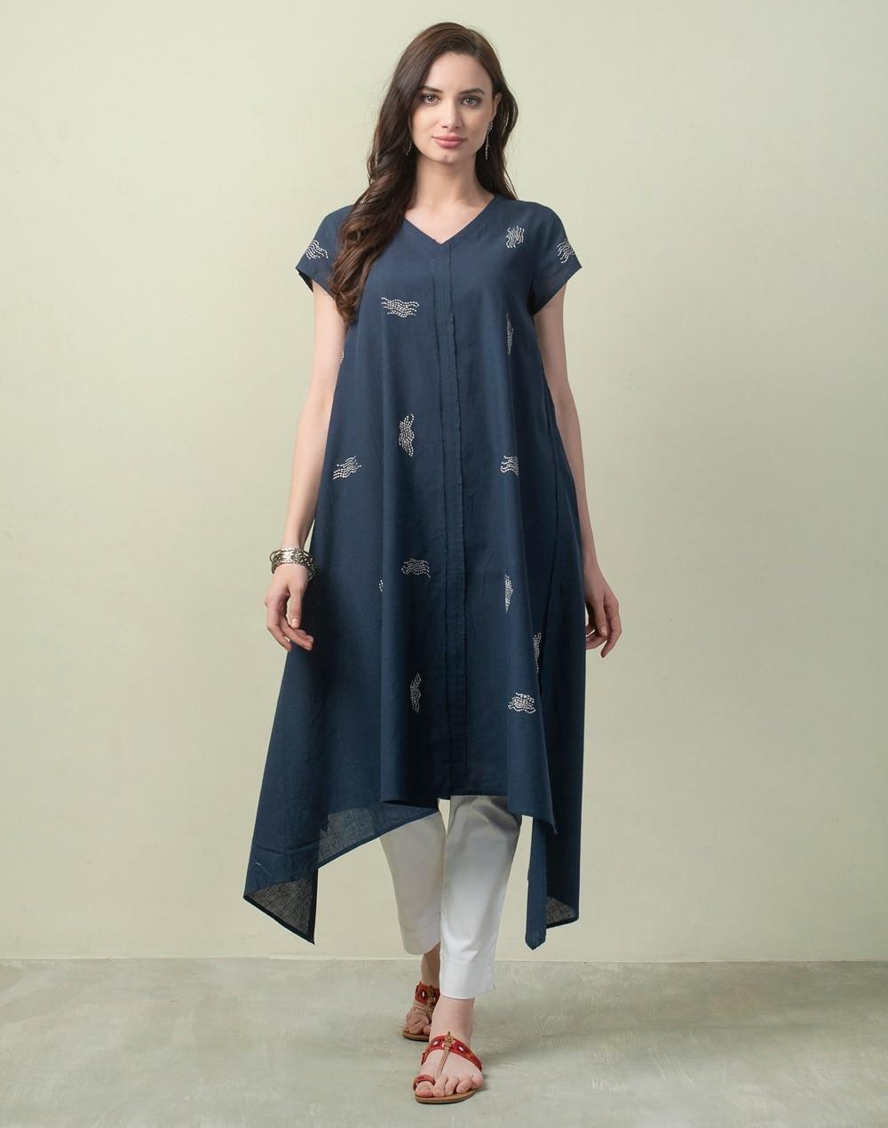 cotton lambadi slim fit knee length kurta